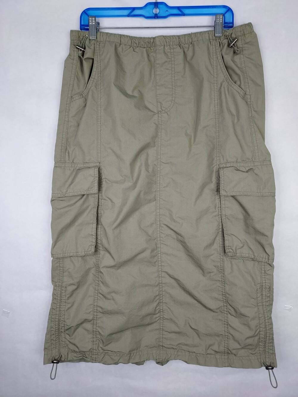 Ardene Maxi Cargo Skirt Women L Green Adjustable Bungee Utility Pockets Gorpcore